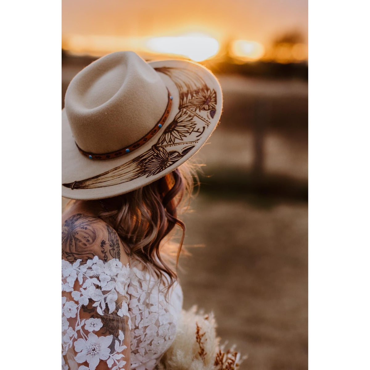 Wide brim hat, burned with applique. Create a Custom Burned Wide Brim Hat – Piper Hat Co main image 4