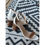 Custom Design White Tooled Heel-2.75in