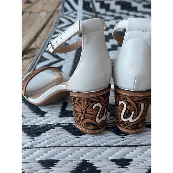 Custom Design White Tooled Heel-2.75in