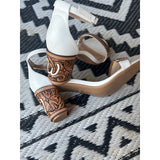 Custom Design White Tooled Heel-2.75in