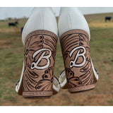 Closed Toe, White, Custom Design Tooled-4in heels