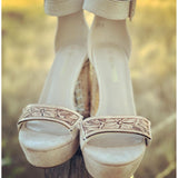 5 inch Tooled Heels with Initials- Tan