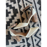 Closed Toe Tooled Heels 3 inch-White