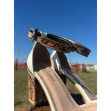 Closed Toe Tooled Heels 3 inch-White