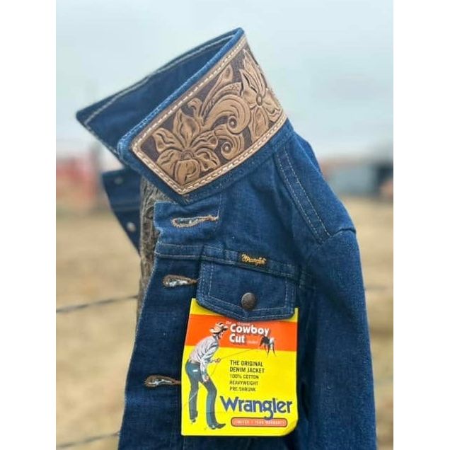 ★人気★【COVERNAT X WRANGLER】★COLLAR STUD DENIM JACKE.T★ Wrangler | Custom Cedar Ridge Leather Collar/Cuffs Denim