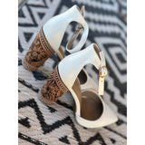 Closed Toe white Tooled Heel only-4in