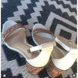 2inch Floral Tooled Heels White