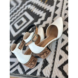 Closed Toe Tooled Heels 2 inch-White