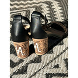 Custom Tooled Black Heels with initials