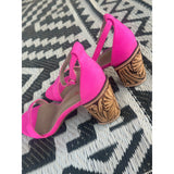 Pink Tooled Heels-size 9 RTS-2.75 inch