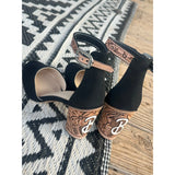 Custom Tooled Black Heels with initials