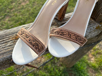 Size 9 Floral Tooled Heels-RTS