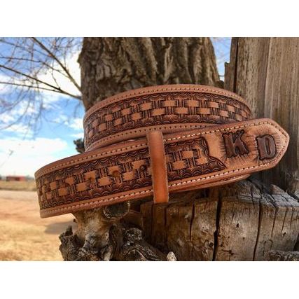 Traditional basketweave Stamped belt