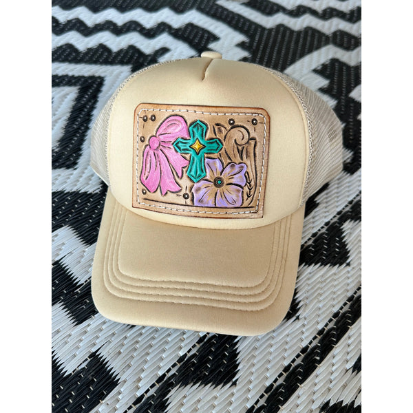 Turquoise Cross Trucker Hat