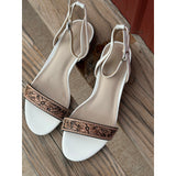 1 inch Floral Tooled Heels White