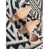 Custom Design Closed Toe Tan Heels  -3inch