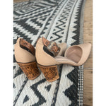 Closed Toe Tan Tooled Heels  3inch