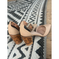 Closed Toe Tan Tooled Heels  3inch