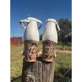 Custom Design White Tooled Heel-2.75in