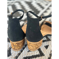 Floral Tooled 2 inch Black Heels