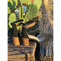 Closed Toe Black Tooled Heels  3inch