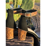 Closed Toe Black Tooled Heels  3inch