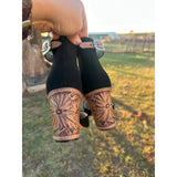 Closed Toe Black Tooled Heels  3inch