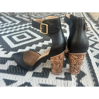 4 inch Black Closed Toe Tooled Heels (heel only)