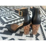 4 inch Black Closed Toe Tooled Heels (heel only)
