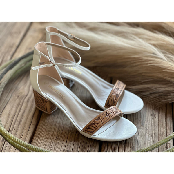 White 2 inch sales heels