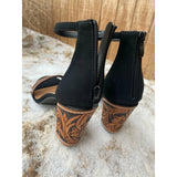 Custom Tooled Black Heels with initials