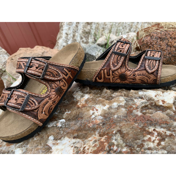 Custom Hand Tooled Birkenstock Sandals 