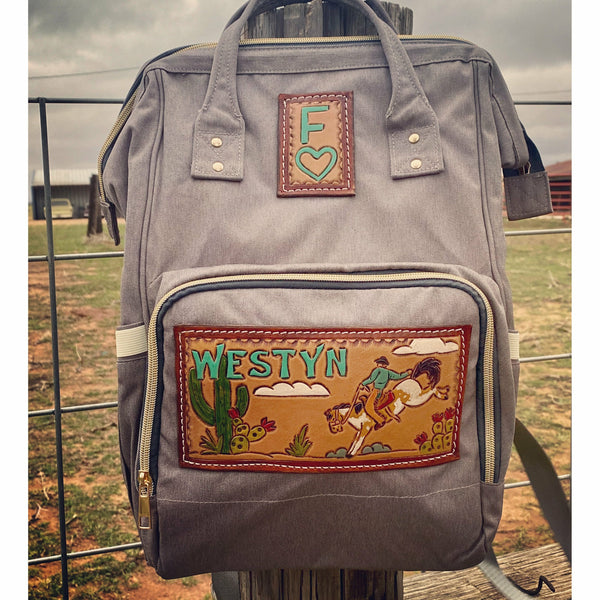 backpack diaper bag leather label Diaper backpack with Custom patches