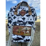 Diaper backpack with Custom patches and Long Fringe lo