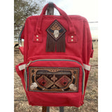 Diaper backpack with Custom patches & Fringe on upper patch