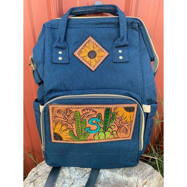 diamond leather patch on backpacks Diaper backpack with Custom patches