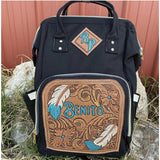 Diaper backpack with Large Patch - Rockin Diamond Leather 