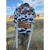 Diaper backpack with Custom patches and Long Fringe lo